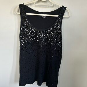 Lane Bryant Sequin Black cotton ribbed Tank Top in size 18 20